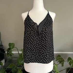 Kendall & Kylie Black Polka Dot Sheer Mesh V-Neck Cami – Size M